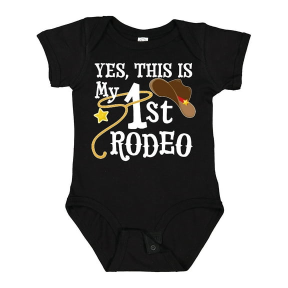 Inktastic Yes, This is My 1st Rodeo Cowboy Hat with Red Band, Lasso Boys or Girls Baby Bodysuit