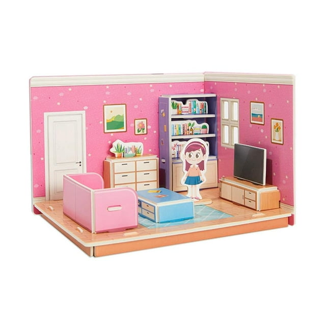 Childrens Paper Puzzle 3D Model Boys DIY House Craft Learning Kit Toy Early Educational