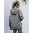 thumbnail image 4 of Impermeables para Mujer, Impermeables, Resistentes Al Viento, Ajustables, con Capucha y Bolsillos. Gris Oscuro S, 4 of 9