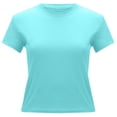 thumbnail image 5 of Women Oversized Tshirt Slim Fit Basic Short Sleeve T Shirt Women's Tops Sky Blue XL, 5 of 6