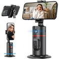 thumbnail image 1 of Auto Face Tracking Tripod, No App, Smart Shooting Phone Holder with Remote, 360° Rotation Body Phone Camera Mount Extendable Body Smart Tracking Tripod for Vlog/TIK Tok, Rechargeable Battery (Black), 1 of 9
