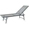 thumbnail image 1 of Folding Outdoor Lounge Chair with 5-Level Adjustable Back, Breathable Mesh & Powder Coated Steel Frame, Portable Reclining Chaise Lounger for Patio, Pool, Beach, Light Grey, 1 of 7