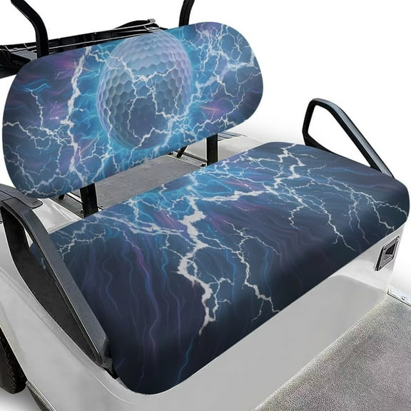 FUIALDOLG Front and Back Seat Cover Universal Fit for Club Car Precedent Golf Cart Golf Lightning Print Breathable Golfcart Bench Seat Covers for Women Men Washable