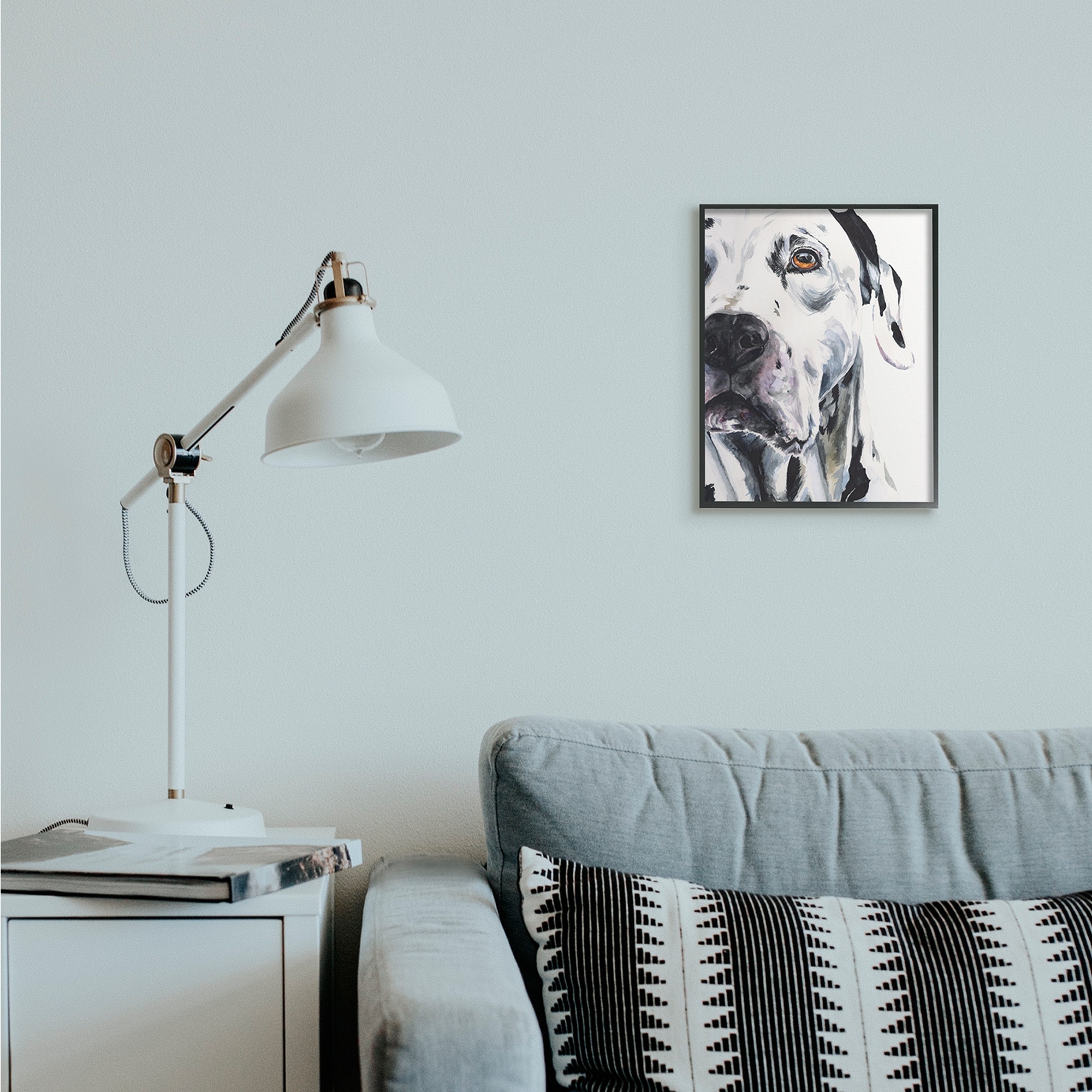 Stupell Industries Dalmatian Pet Dog Portrait Bold Spotted Dog Black Framed, 16 x 20, Design by George Dyachenko