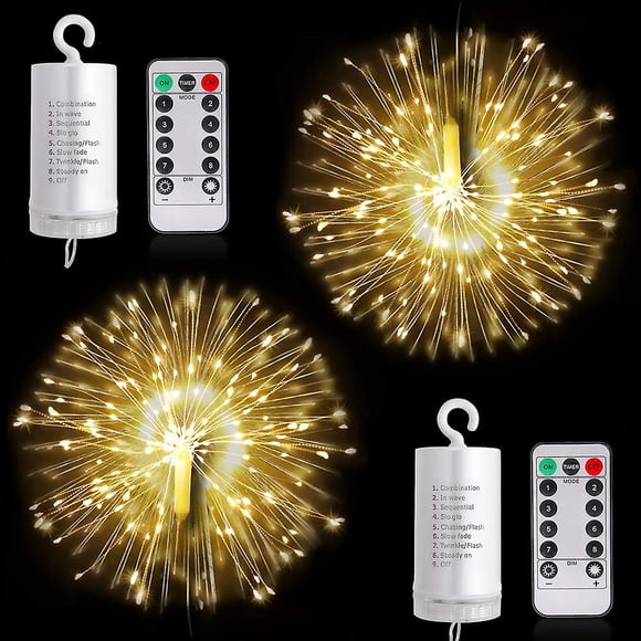 Lot de 2 Guirlandes Lumineuses à DEL, 8 Modes de Lumières Féeriques à Intensité Réglable