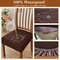 thumbnail image 5 of OKKEEY Waterproof Chair Seat Covers with Velcro Closure, 6Pcs Stretch Slipcovers for Dining Chairs, Removable Seat Cushion Protectors for Kitchen Chairs, Chocolate, 5 of 10