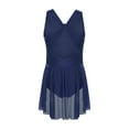 thumbnail image 4 of Raenseen Justaucorps de Patinage en Strass pour Filles Robe de Danse Ballet Lyrique Découpe Dos Costume de Performance Bleu Marine 8, 4 of 7