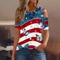 thumbnail image 2 of SELONE Womens Patriotic T Shirts Independence Day Womens Tops Dressy Casual Fashion Female Round Neck Loose T Shirt Tops Plus Size Patriotic Clothing Perfect for Independence Day Dark Blue XL, 2 of 7
