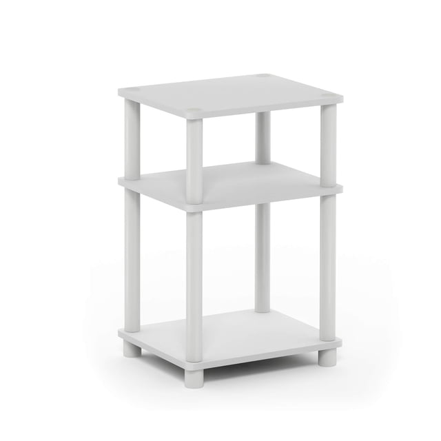 Mesa auxiliar Furinno Just Turn-Tube de 3 niveles, blanco/espresso