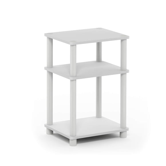 Mesa auxiliar Furinno Just Turn-Tube de 3 niveles, blanco/espresso