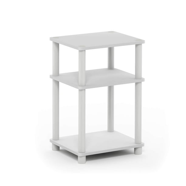 Mesa auxiliar Furinno Just Turn-Tube de 3 niveles, blanco/espresso