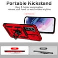 thumbnail image 3 of Heavy Duty Armor Case for Samsung Galaxy S21 FE, Rugged PC Soft TPU Military Grade Shockproof Metal Magnetic Car Mount Shockproof Cover with Camera Lens Sliding Ring Holder Bracket Case,Red, 3 of 8