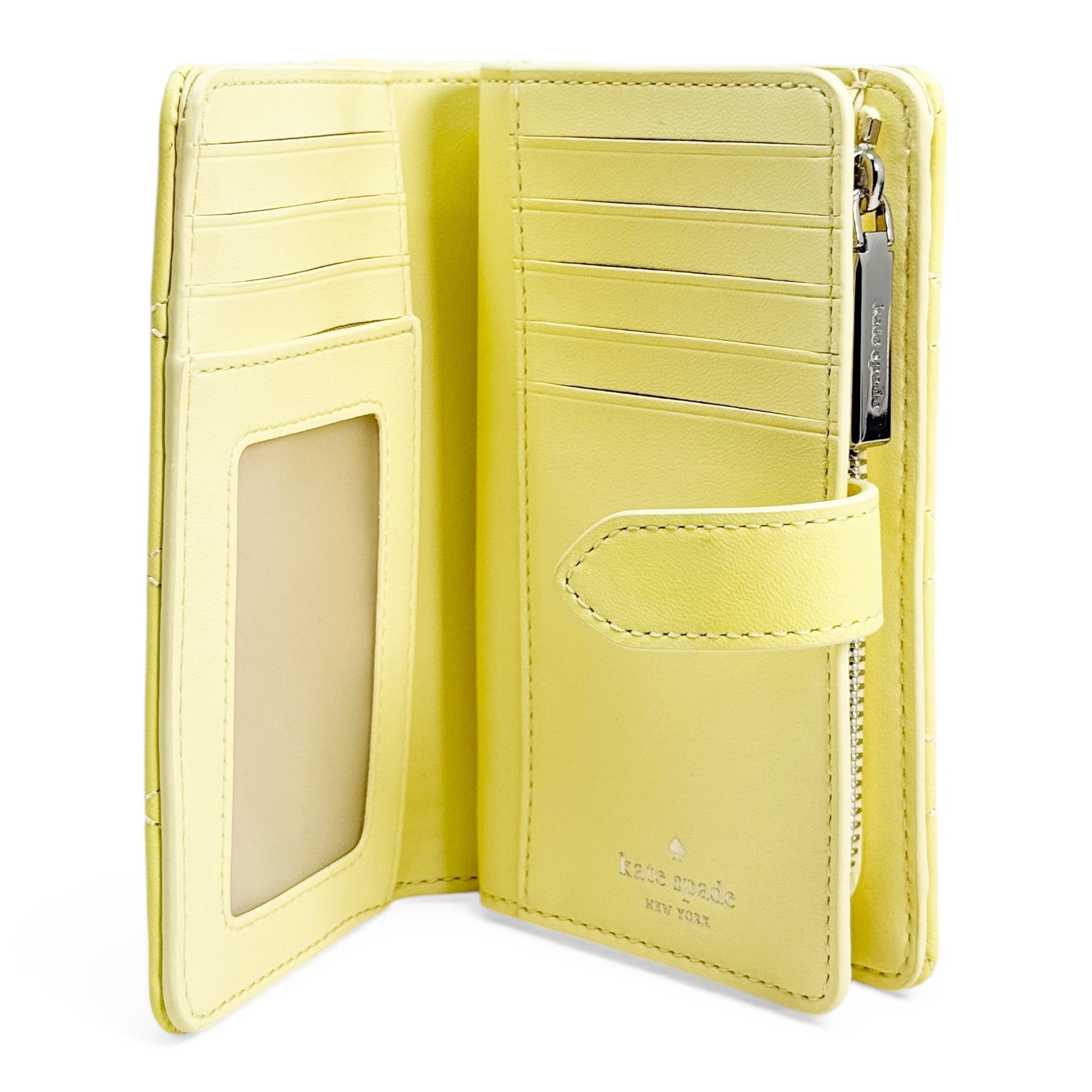 Kate Spade New York Women's Medium Bifold Quilted Leather Wallet (Lemon Fondant)