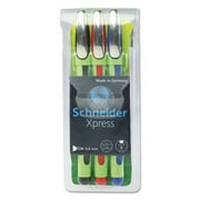 Xpress Fineliner Porous Point Pen, Stick, Medium 0.8 Mm, Assorted Ink Colors, Green Barrel, 3/Pack