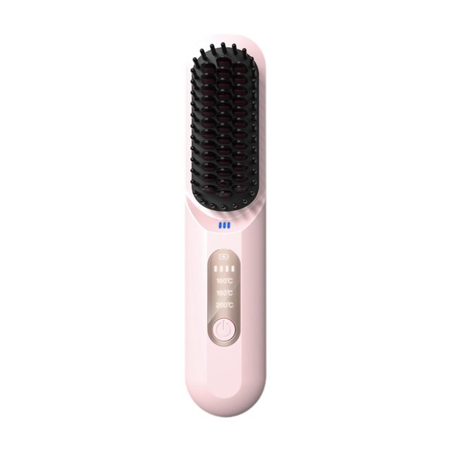 Plancha de pelo recargable Yuyangstore multifuncional con Peine alisador Rosa 3 temperaturas ajustables