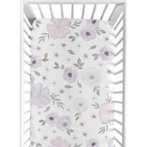 Sweet Jojo Designs Watercolor Floral Purple Pink and Grey Fitted Crib Sheet