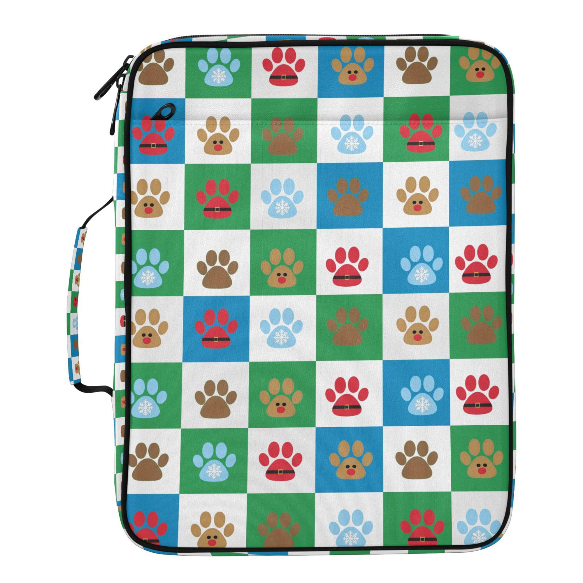 FORMRS Accordion File Folder A4 Size 7-Pocket Expanding Document Organizer Bag with 3 Ring Binder, Christmas Dog Paws Pattern