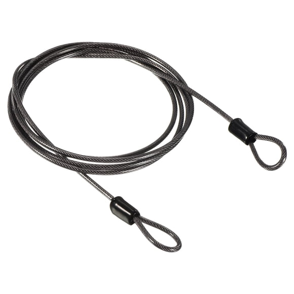Cable de Seguridad de Acero Recubierto Uxcell 2.5mmx1.5m para Cerradura de Equipaje Doble Bucle Negro