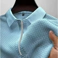 thumbnail image 5 of Handshe Men's Shirt Solid Color Short Sleeve Lapel T-shirt Street Leisure Comfortable Zipper Top Men's Ice Silk Short Sleeve T-shirt, 5 of 5
