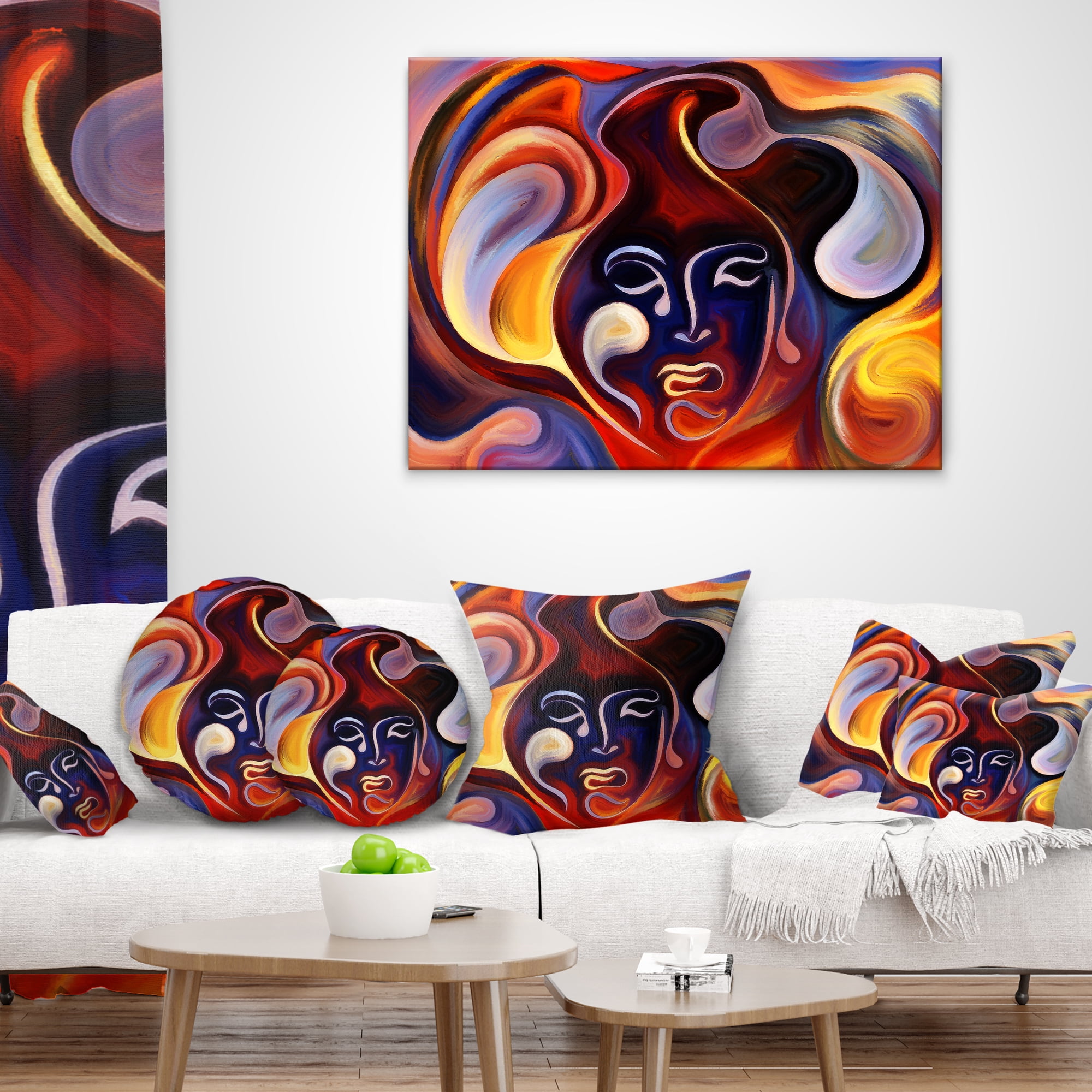 Designart Waves of Thought - Abstract Throw Pillow - 18x18