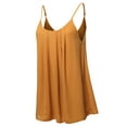 thumbnail image 2 of A2Y Women's Relaxed Fit Wool Dobby Woven Double Layer Spaghetti Cami Pleated Top Ash Mustard M, 2 of 6