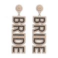 thumbnail image 1 of Pendientes de novia de moda con letras de diamantes de imitación colgantes para mujer, E1540 Pearl BK, 1 of 4