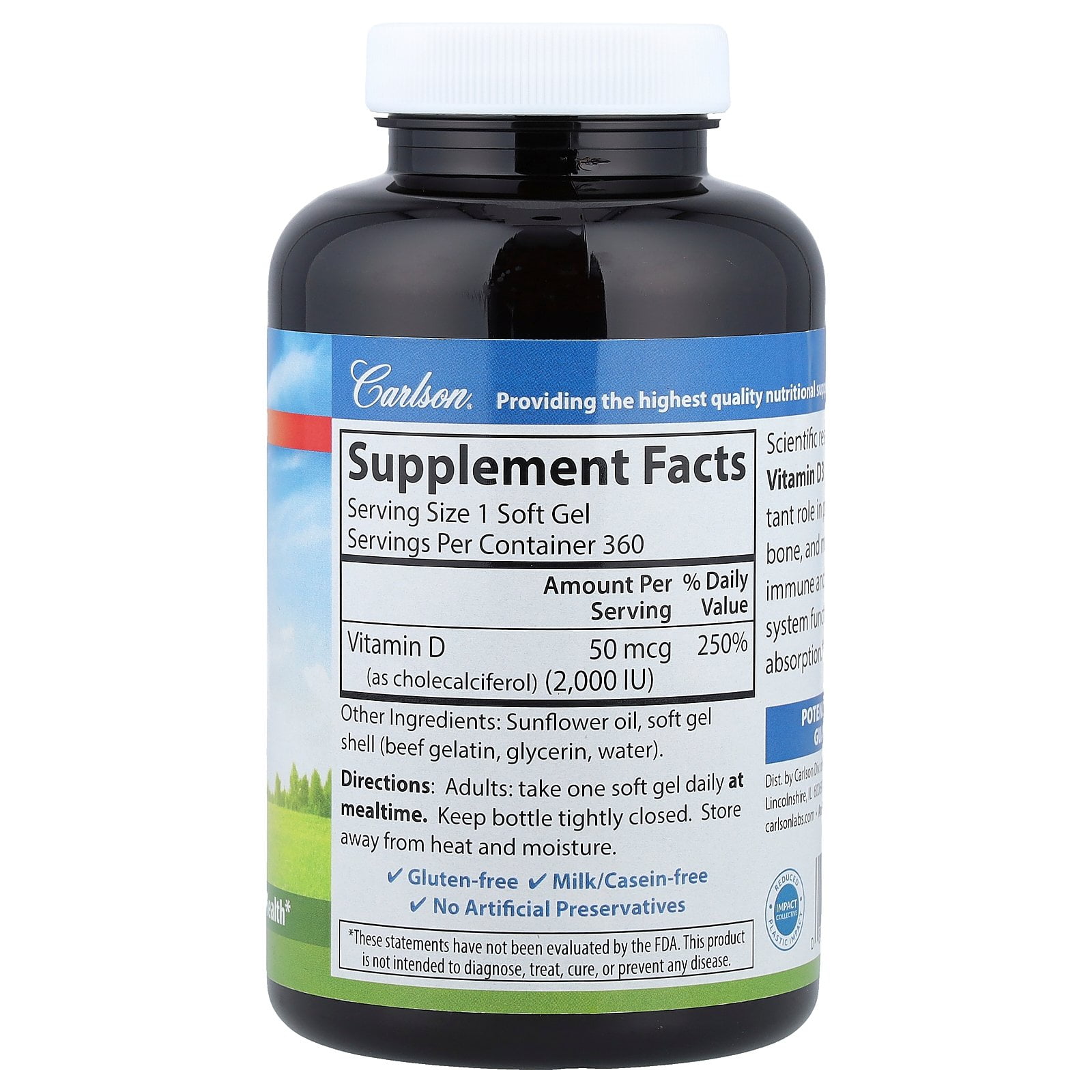 Carlson Labs - Vitamin D3 2000 IU - 360 Softgels