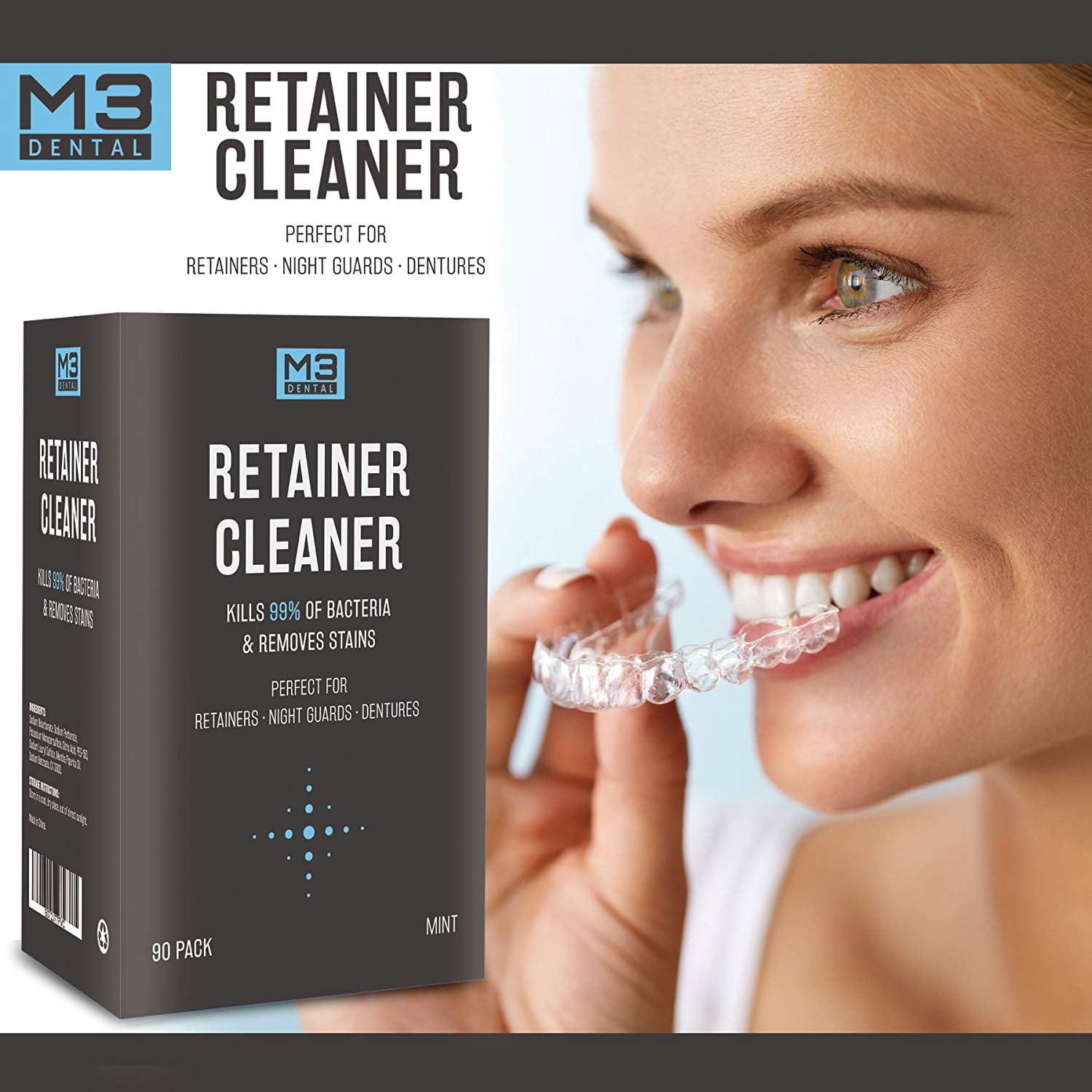 Buy M3 Naturals Retainer and Denture Cleaning Tablets Removes Bacteria