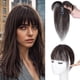 thumbnail image 1 of Xiao Hua Flequillo con clip para mujer, 100 % cabello humano, flequillo fino, flequillo con patillas, postizos para mujer, flequillo curvo para uso diario en fiestas, color negro y marrón B, 1 of 3