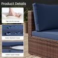 thumbnail image 2 of TECHMILLY 6-Piece Space-Saving Patio Furniture Set, All Weather Brown Wicker Rattan Sectional Sofa with 2 Ottomans, Outdoor Conversation Set for Garden, Backyard, Navy Blue Cushions, 2 of 9