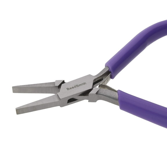 The Beadsmith Flat Nose Pliers – 4.5 inches (114mm) – Purple Vinyl Grip Handle with Double Leaf Springs – Jewelry Making Tool for Creating Bracelets, Earrings and Necklaces