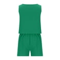 thumbnail image 2 of Ecqkame Womens Summer Outfits Linen Summer Casual Vacation Sets Solid Sleeveless Crop Tops with Short Green M, 2 of 4