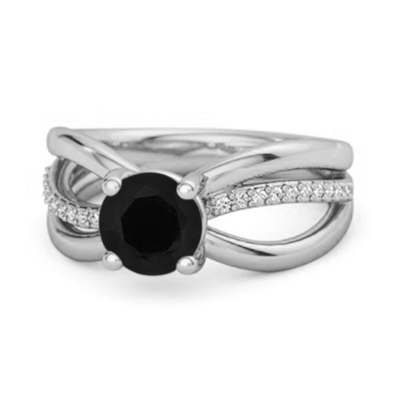 Stackable 3 Band 925 Sterling Silver 0.25 Ctw Black Spinel Women Valentines Day Gifts Ring