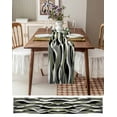 thumbnail image 3 of ERUNPONLY Sage Green Stripe Table Runner - 36 Inch Long Grey White Geometric Modern Abstract Cotton and Linen Blended Dress Scarves Farmhouse Table Runner for Kitchen Dining, Coffee Table, 13"x36", 3 of 8