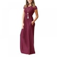 thumbnail image 2 of Robe Maxi pour Femme Col Rond avec Poche Été Ample Décontractée Robe Bouffante Femme Rétro Longues Robes vestidos mujer, 2 of 4
