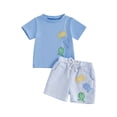 thumbnail image 2 of BemeyourBBs Toddler Boys Summer Outfits Fish Embroidery T-Shirts Shorts Set, 2 of 9