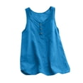 thumbnail image 4 of Soyumi Cotton Linen Cami Tops for Women Summer Sleeveless Embroidery Tank Tops Casual Camisole Loose Fit Spaghetti Strap Cami Shirts, Blue, 4 of 5
