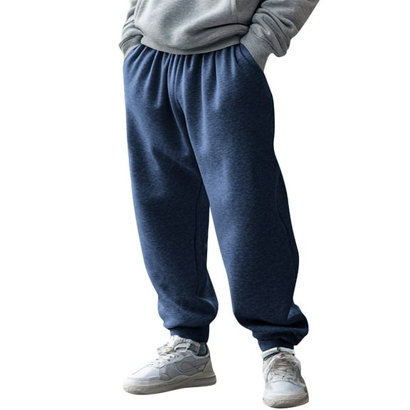 Gytharion Mens Fleece Warm Sweatpants Fashion Casual Drawstring Elastic Waist Cinch Bottom Joggers Winter Loose Cozy Athletic Pants with Pockets