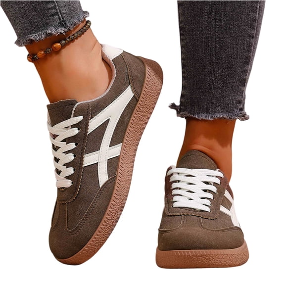Casual Sneakers for Women Lightweight Lace Up Tennis Shoes | Non-slip Lace Up Fashion Sneaker, Round Toe Retro Walking Shoes, 2026 Trendy Comfortable Trainers, 40