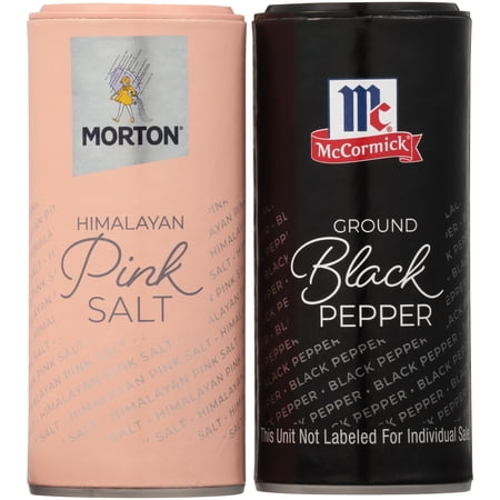Morton Himalayan Pink Salt & McCormick Ground Pepper Shaker Set, Pink Salt & Pepper Shakers, 5.25 oz