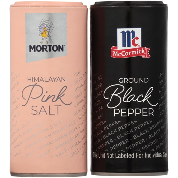Morton Himalayan Pink Salt & McCormick Ground Pepper Shaker Set, Pink Salt & Pepper Shakers, 5.25 oz