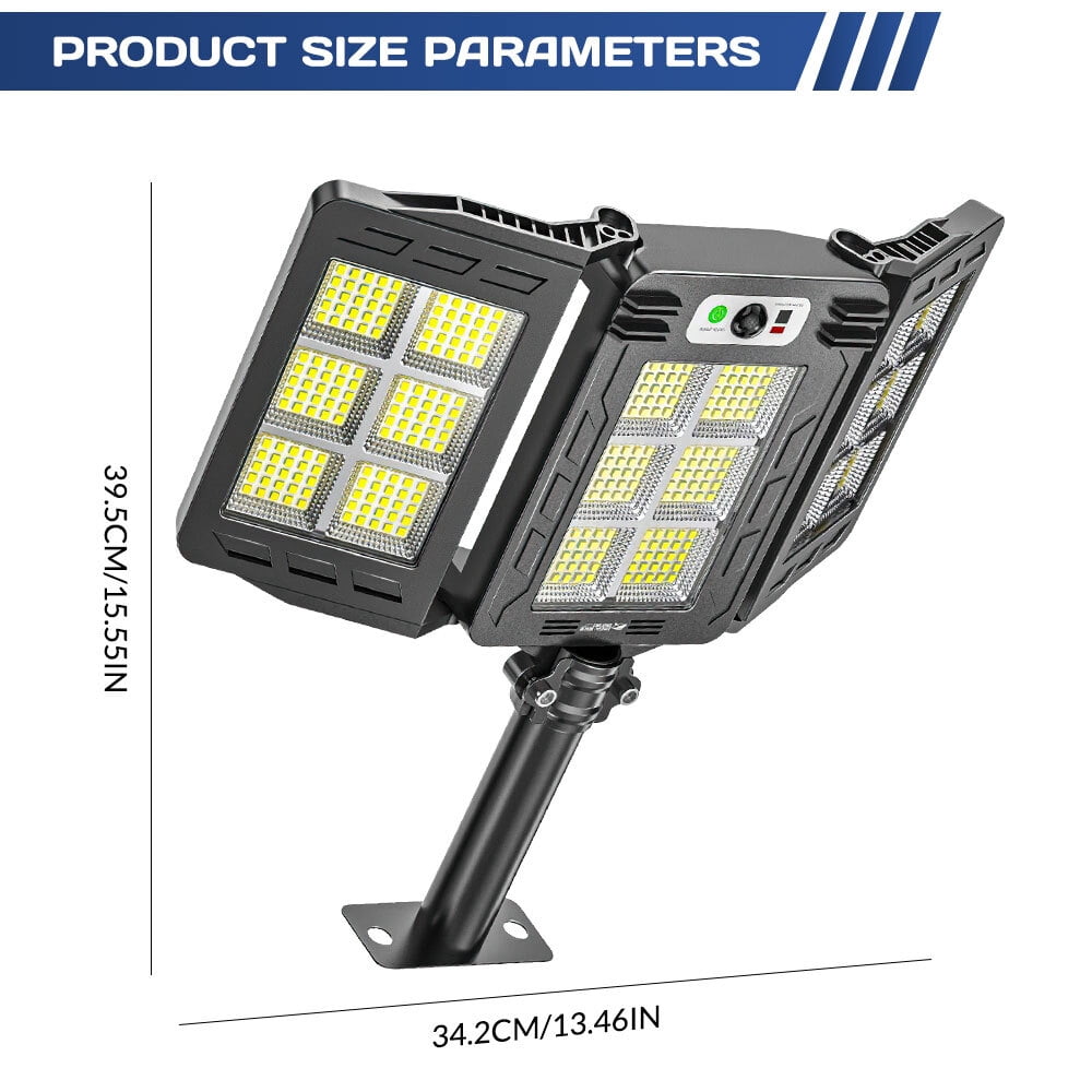 Solar Street Light Outdoor 3 Adjustable Heads 270° Wide Lighting Solar Powered Motion Sensor Flood Lights