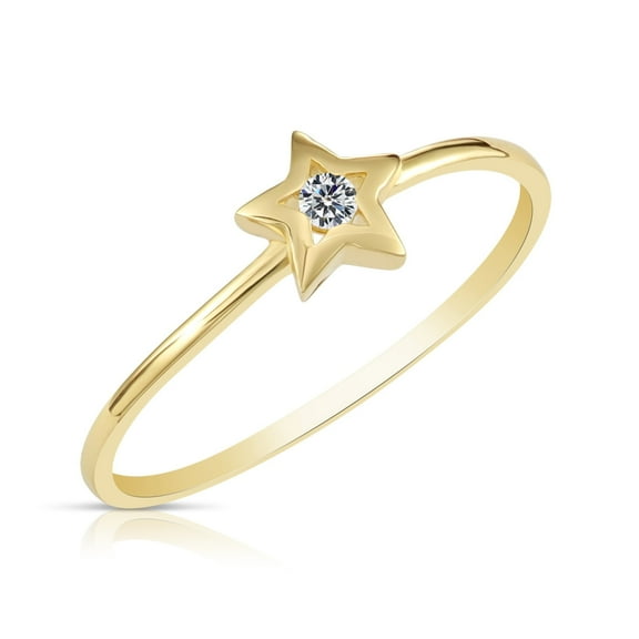 Tilo Jewelry 10K Yellow Gold Dainty CZ Star Ring | Size 5 | Minimalist Everyday Ring | Women & Unisex