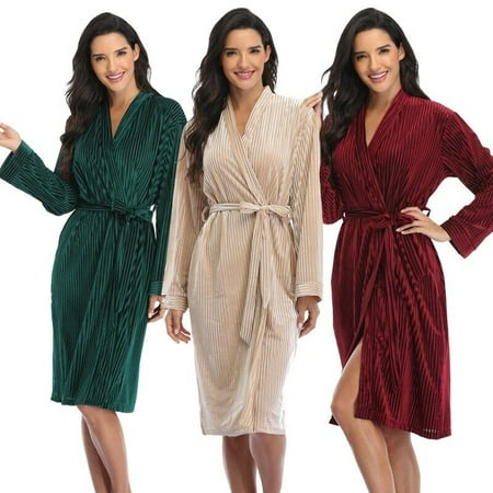 

Robes Night Wear Women Long Sleeve Casual Kimono Bathrobe Home Dressing Gown