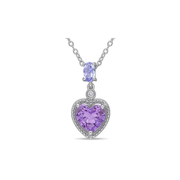 1.05 Carat (Ctw) Amethyst Heart Pendant Necklace in Sterling Silver with Chain for Women