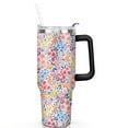 thumbnail image 2 of Colorful Flowers 40 OZ Tumbler Cup with Lid and Straw for Water Iced Tea Coffee Smoothie and More, 2 of 7