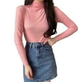 thumbnail image 5 of comerut Women Bottoming Top Slim Fit Long Sleeve Half Turtleneck High Elasticity Pullover Keep Warm Solid Color Autumn Winter Lady Bottomed Blouse for Daily Wear, 5 of 8