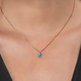thumbnail image 4 of Gem Stone King 18K Rose Gold Plated Silver Blue Simulated Opal Teardrop Pendant Necklace for Women (0.50 Cttw, Gemstone October Birthstone, Round Cabochon 5MM, with 18 inch Silver Chain), 4 of 4
