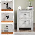 thumbnail image 6 of Papajet 24" Nightstand Set of 2 with Charging Station, Wood End Table with 2 Drawers for Bedroom, Distressed White, 6 of 8