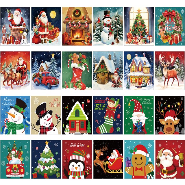 Juego de Lienzos para Pintar Sherr con Tema Navideño Preimpreso, 24 piezas